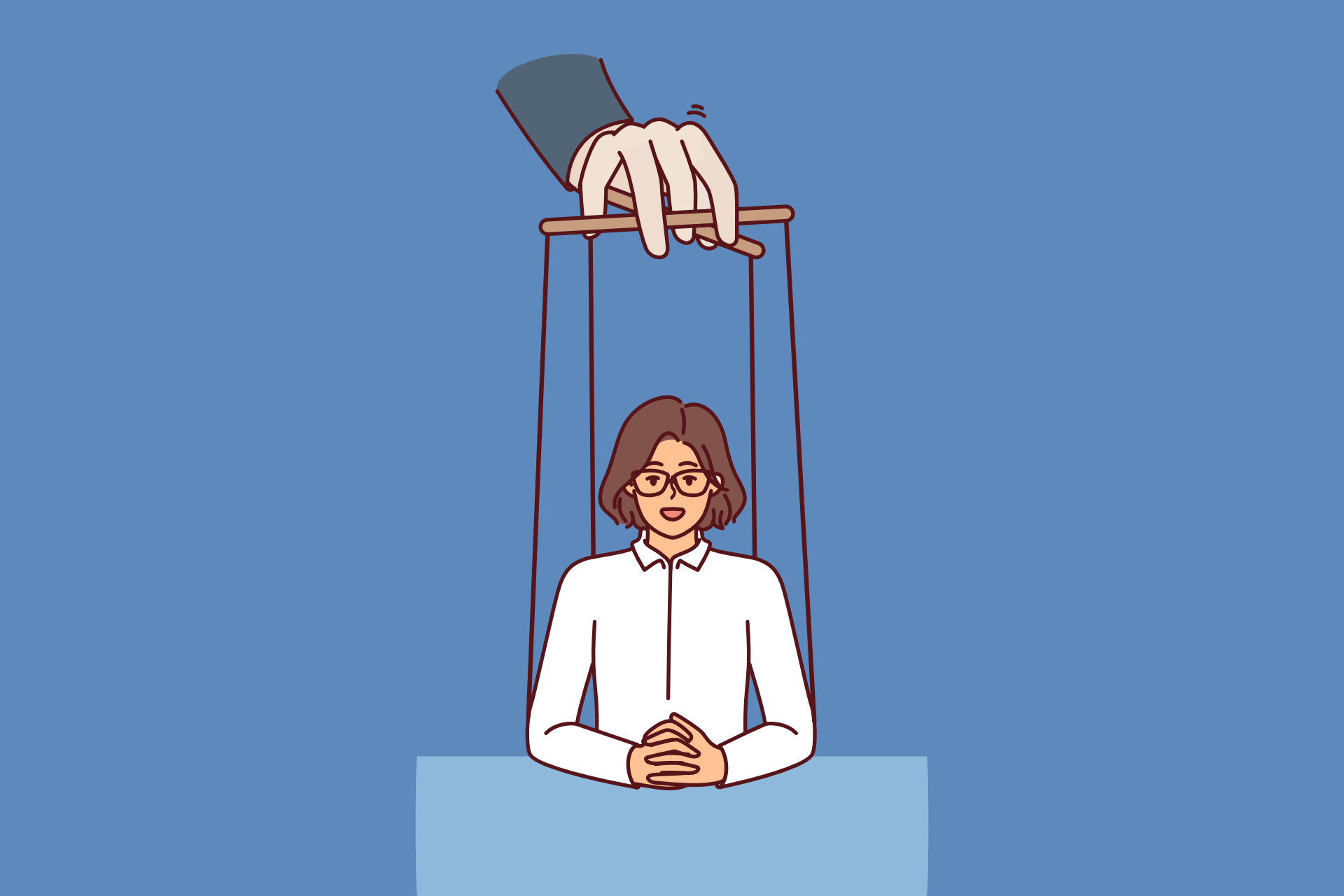 Nominee Graphic - Thai person being controlled by a western puppet.
